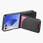 For Samsung Galaxy Z Flip7 5G Twill Fabric Leather Skin Card Bag Magnetic Back Phone Case(Black) - 3