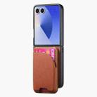 For Samsung Galaxy Z Flip7 5G Twill Fabric Leather Skin Card Bag Magnetic Back Phone Case(Brown) - 2