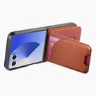 For Samsung Galaxy Z Flip7 5G Twill Fabric Leather Skin Card Bag Magnetic Back Phone Case(Brown) - 3