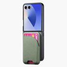 For Samsung Galaxy Z Flip7 5G Twill Fabric Leather Skin Card Bag Magnetic Back Phone Case(Green) - 2