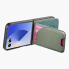 For Samsung Galaxy Z Flip7 5G Twill Fabric Leather Skin Card Bag Magnetic Back Phone Case(Green) - 3