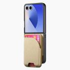 For Samsung Galaxy Z Flip7 5G Twill Fabric Leather Skin Card Bag Magnetic Back Phone Case(Khaki) - 2