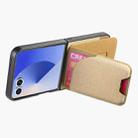 For Samsung Galaxy Z Flip7 5G Twill Fabric Leather Skin Card Bag Magnetic Back Phone Case(Khaki) - 3