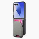 For Samsung Galaxy Z Flip7 5G Twill Fabric Leather Skin Card Bag Magnetic Back Phone Case(Gray) - 2