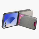 For Samsung Galaxy Z Flip7 5G Twill Fabric Leather Skin Card Bag Magnetic Back Phone Case(Gray) - 3