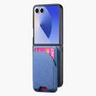 For Samsung Galaxy Z Flip7 5G Twill Fabric Leather Skin Card Bag Magnetic Back Phone Case(Blue) - 2