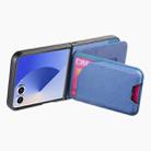 For Samsung Galaxy Z Flip7 5G Twill Fabric Leather Skin Card Bag Magnetic Back Phone Case(Blue) - 3