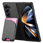 For Samsung Galaxy Z Fold6 Twill Fabric Leather Skin Card Bag Magnetic Back Phone Case(Black) - 3