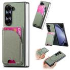 For Samsung Galaxy Z Fold5 Twill Fabric Leather Skin Card Bag Magnetic Back Phone Case(Green) - 1