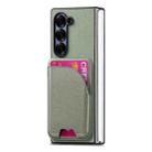 For Samsung Galaxy Z Fold5 Twill Fabric Leather Skin Card Bag Magnetic Back Phone Case(Green) - 2