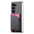For Samsung Galaxy Z Fold4 Twill Fabric Leather Skin Card Bag Magnetic Back Phone Case(Black) - 2