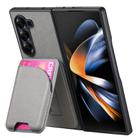 For Samsung Galaxy Z Fold4 Twill Fabric Leather Skin Card Bag Magnetic Back Phone Case(Gray) - 3