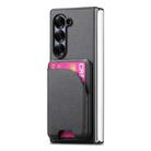 For Samsung Galaxy Z Fold3 5G Twill Fabric Leather Skin Card Bag Magnetic Back Phone Case(Black) - 2