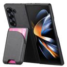 For Samsung Galaxy Z Fold3 5G Twill Fabric Leather Skin Card Bag Magnetic Back Phone Case(Black) - 3