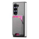 For Samsung Galaxy Z Fold3 5G Twill Fabric Leather Skin Card Bag Magnetic Back Phone Case(Gray) - 2