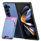 For Samsung Galaxy Z Fold3 5G Twill Fabric Leather Skin Card Bag Magnetic Back Phone Case(Blue) - 3