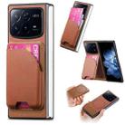 For Xiaomi Mix Fold 4 Twill Fabric Leather Skin Card Bag Magnetic Back Phone Case(Brown) - 1