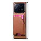 For Xiaomi Mix Fold 4 Twill Fabric Leather Skin Card Bag Magnetic Back Phone Case(Brown) - 2