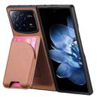 For Xiaomi Mix Fold 4 Twill Fabric Leather Skin Card Bag Magnetic Back Phone Case(Brown) - 3