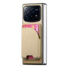 For Xiaomi Mix Fold 4 Twill Fabric Leather Skin Card Bag Magnetic Back Phone Case(Khaki) - 2