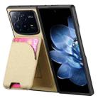 For Xiaomi Mix Fold 4 Twill Fabric Leather Skin Card Bag Magnetic Back Phone Case(Khaki) - 3