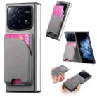 For Xiaomi Mix Fold 4 Twill Fabric Leather Skin Card Bag Magnetic Back Phone Case(Gray) - 1