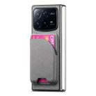 For Xiaomi Mix Fold 4 Twill Fabric Leather Skin Card Bag Magnetic Back Phone Case(Gray) - 2