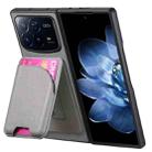 For Xiaomi Mix Fold 4 Twill Fabric Leather Skin Card Bag Magnetic Back Phone Case(Gray) - 3