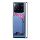 For Xiaomi Mix Fold 4 Twill Fabric Leather Skin Card Bag Magnetic Back Phone Case(Blue) - 2