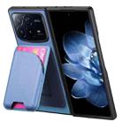 For Xiaomi Mix Fold 4 Twill Fabric Leather Skin Card Bag Magnetic Back Phone Case(Blue) - 3
