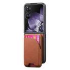 For Xiaomi Mix Flip Twill Fabric Leather Skin Card Bag Magnetic Back Phone Case(Brown) - 2