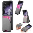 For Xiaomi Mix Flip Twill Fabric Leather Skin Card Bag Magnetic Back Phone Case(Gray) - 1