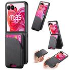 For Motorola Razr 50 Ultra Twill Fabric Leather Skin Card Bag Magnetic Back Phone Case(Black) - 1
