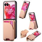 For Motorola Razr 50 Ultra Twill Fabric Leather Skin Card Bag Magnetic Back Phone Case(Pink) - 1