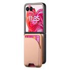 For Motorola Razr 50 Ultra Twill Fabric Leather Skin Card Bag Magnetic Back Phone Case(Pink) - 2
