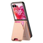For Motorola Razr 50 Ultra Twill Fabric Leather Skin Card Bag Magnetic Back Phone Case(Pink) - 3