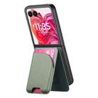 For Motorola Razr 50 Ultra Twill Fabric Leather Skin Card Bag Magnetic Back Phone Case(Green) - 3