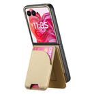 For Motorola Razr 50 Ultra Twill Fabric Leather Skin Card Bag Magnetic Back Phone Case(Khaki) - 3