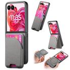 For Motorola Razr 50 Ultra Twill Fabric Leather Skin Card Bag Magnetic Back Phone Case(Gray) - 1