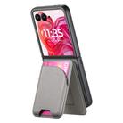 For Motorola Razr 50 Ultra Twill Fabric Leather Skin Card Bag Magnetic Back Phone Case(Gray) - 3