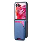 For Motorola Razr 50 Ultra Twill Fabric Leather Skin Card Bag Magnetic Back Phone Case(Blue) - 2