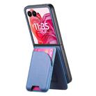 For Motorola Razr 50 Ultra Twill Fabric Leather Skin Card Bag Magnetic Back Phone Case(Blue) - 3