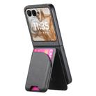For Motorola Razr 50 Twill Fabric Leather Skin Card Bag Magnetic Back Phone Case(Black) - 3