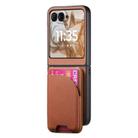 For Motorola Razr 50 Twill Fabric Leather Skin Card Bag Magnetic Back Phone Case(Brown) - 2