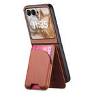 For Motorola Razr 50 Twill Fabric Leather Skin Card Bag Magnetic Back Phone Case(Brown) - 3
