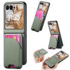 For Motorola Razr 50 Twill Fabric Leather Skin Card Bag Magnetic Back Phone Case(Green) - 1