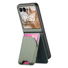 For Motorola Razr 50 Twill Fabric Leather Skin Card Bag Magnetic Back Phone Case(Green) - 3