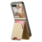 For Motorola Razr 50 Twill Fabric Leather Skin Card Bag Magnetic Back Phone Case(Khaki) - 3