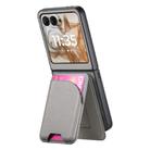 For Motorola Razr 50 Twill Fabric Leather Skin Card Bag Magnetic Back Phone Case(Gray) - 3