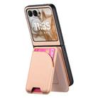 For Motorola Razr 40 Twill Fabric Leather Skin Card Bag Magnetic Back Phone Case(Pink) - 3